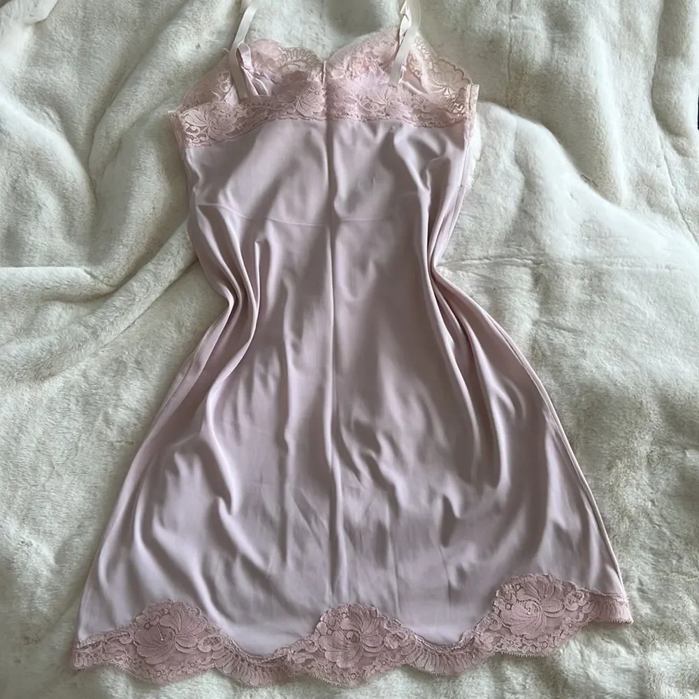Vintage retro soft pink slip M - Picture 6 of 6